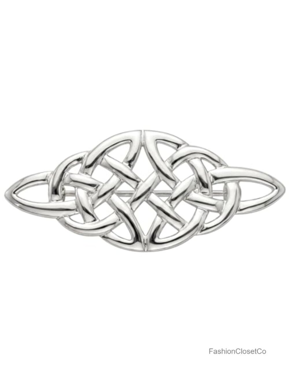 925 Sterling Silver Celtic Knot Brooch Pin 48mm Women Jewelry Gift Box